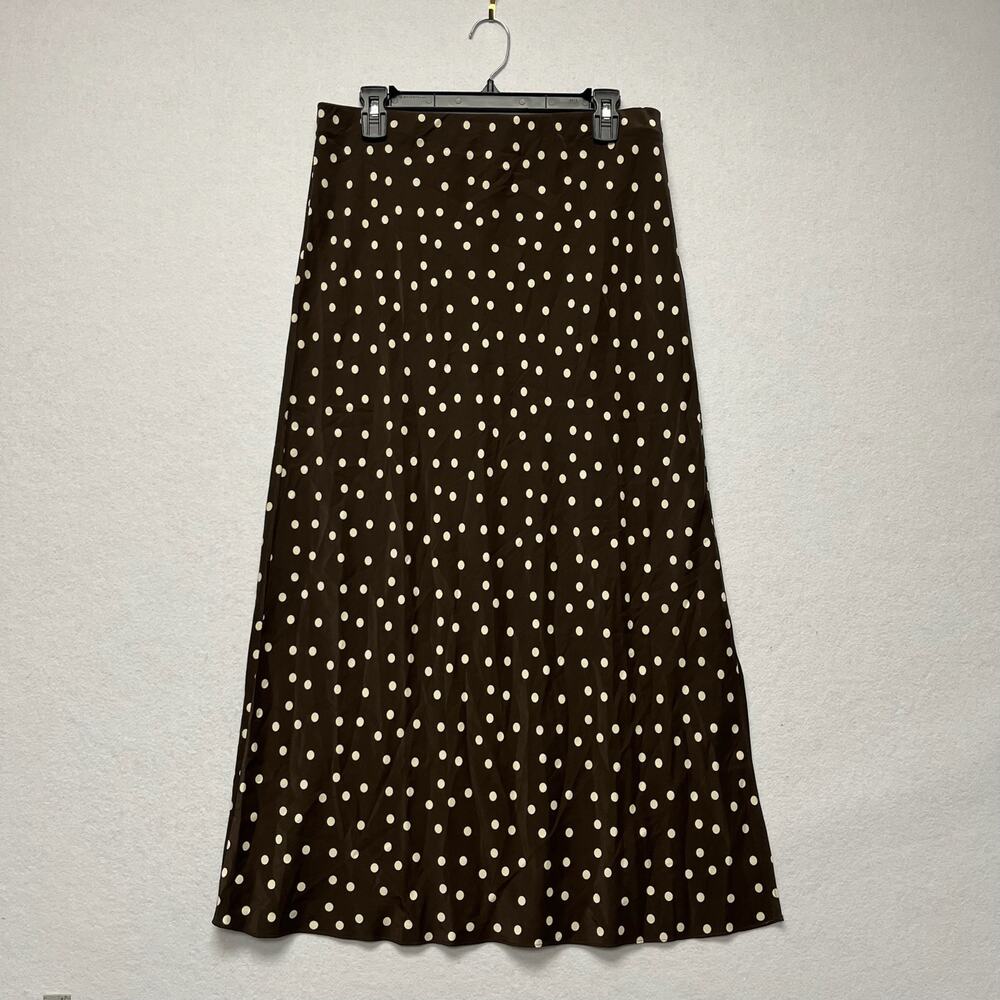 AYR Slip Silk Luxe Silky Charmeuse Delicate Twee Indie Polka Dot Skirt Large